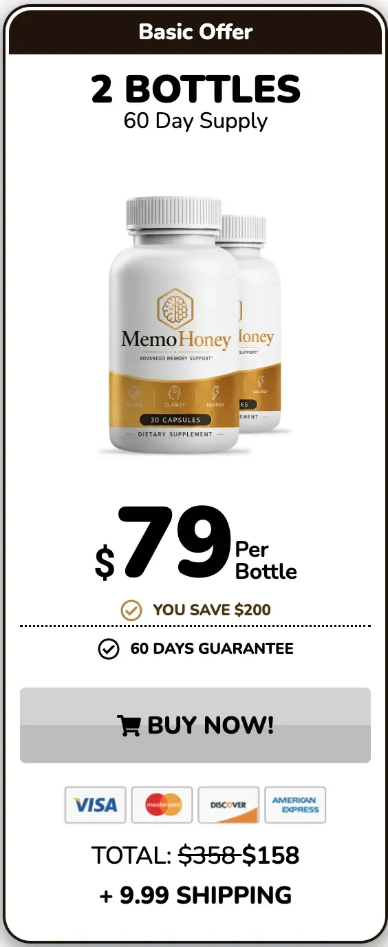 MemoHoney 2 bottle package, 60 day supply, $79 per bottle